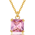 Lumiara 18K Solid Gold Princess-Cut Pink Tourmaline Necklace
