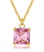 Lumiara 18K Solid Gold Princess-Cut Pink Tourmaline Necklace