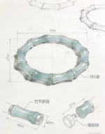 Lumiara Light Green Bamboo Link Bracelet with Gold Accents - Image 3