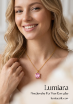 Lumiara 18K Solid Gold Princess-Cut Pink Tourmaline Necklace - Image 2