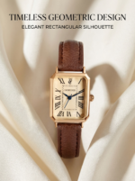 Lucky Fox Vintage Tank Series - Elegant Roman Numeral Gold Quartz Watch for Women - Image 2