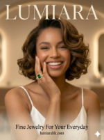 Lumiara "Emerald Queen" 18K Solid Gold Halo Ring - Image 2