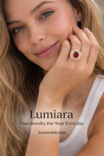 Lumiara 18K Solid Gold Red Ruby & Diamond Sunflower Ring - Image 2