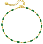 Lumiara Signature Green Jade-Style Baguette Anklet - Image 2