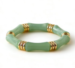 Lumiara Light Green Bamboo Link Bracelet with Gold Accents