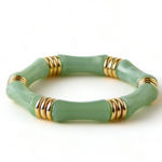 Lumiara Light Green Bamboo Link Bracelet with Gold Accents