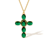 Lumiara "Everlasting Faith" 18K Gold & Emerald Cross Pendant