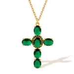Lumiara "Everlasting Faith" 18K Gold & Emerald Cross Pendant