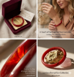 Lumiara "Crimson Flow" Natural Red Agate Bangle - Image 4