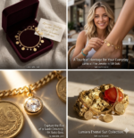 Lumiara 18K Solid Gold Ancient Coin & Gemstone Anklet - Image 4