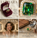 Lumiara "Emerald Queen" 18K Solid Gold Halo Ring - Image 4