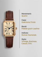 Lucky Fox Vintage Tank Series - Elegant Roman Numeral Gold Quartz Watch for Women - Image 3