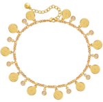 Lumiara 18K Solid Gold Ancient Coin & Gemstone Anklet