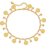 Lumiara 18K Solid Gold Ancient Coin & Gemstone Anklet