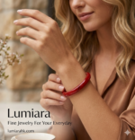 Lumiara "Crimson Flow" Natural Red Agate Bangle - Image 2