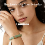 Lumiara Light Green Bamboo Link Bracelet with Gold Accents - Image 2