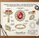 Lumiara 18K Solid Gold Red Ruby & Diamond Sunflower Ring - Image 3