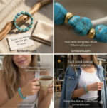 Lumiara "Azure Earth" Raw Turquoise & Gold Beaded Bracelet - Image 4