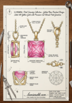 Lumiara 18K Solid Gold Princess-Cut Pink Tourmaline Necklace - Image 3