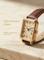 Lucky Fox Vintage Tank Series - Elegant Roman Numeral Gold Quartz Watch for Women - Image 5