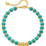 Lumiara "Azure Breeze" Natural Turquoise & 18K Gold Bead Bracelet