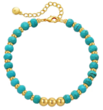 Lumiara "Azure Breeze" Natural Turquoise & 18K Gold Bead Bracelet