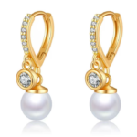 Lumiara "Moonlit Drop" 18K Gold Pearl & Micro-Pave Hoop Earrings