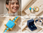 Lumiara 18K Gold Hoop Earrings with Micro-Pave Cushion-Cut Natural Turquoise Set - Image 4